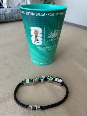 FIFA WORLD CUP Braided Cord Charm Bracelet -AUTHENTIC w/ Backer &  authentic cup